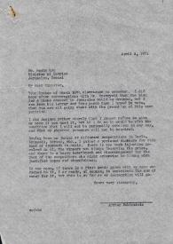 Portada:Carta dirigida a Moshe Kol. París (Francia), 08-04-1971