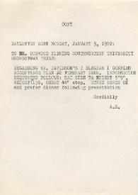 Portada:Carta dirigida a Durwood Fleming. Nueva York, 03-01-1972