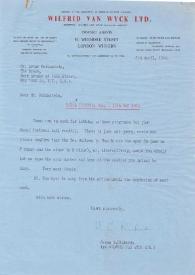 Portada:Carta dirigida a arthur Rubinstein. Londres (Inglaterra), 08-04-1969