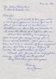 Portada:Carta dirigida a Arthur Rubinstein, 20-10-1972