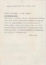Portada:Carta dirigida a Arthur Rubinstein, 28-07-1973