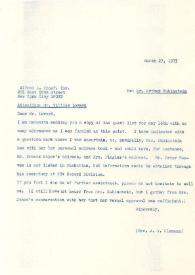 Portada:Carta dirigida a William Loverd. Nueva York, 27-03-1973