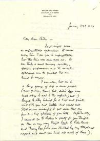 Portada:Carta dirigida a Arthur Rubinstein. Nueva York, 23-01-1974