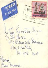 Portada:Carta dirigida a Arthur Rubinstein. Saint Louis (Missouri)