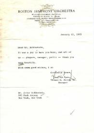 Portada:Carta dirigida a Arthur Rubinstein. Boston (Massachusetts), 13-01-1972