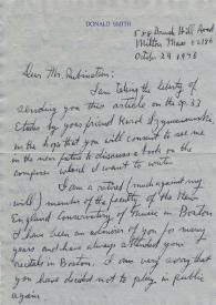 Portada:Carta dirigida a Arthur Rubinstein, 29-10-1976