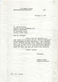 Portada:Carta dirigida a James Bernhard. Nueva York, 09-02-1976