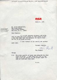 Portada:Carta dirigida a Arthur Rubinstein. Nueva York, 08-03-1976
