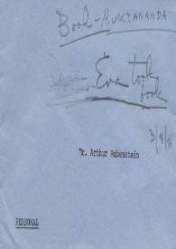 Portada:Carta dirigida a Arthur Rubinstein, 18-12-1975