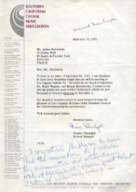 Portada:Carta dirigida a Arthur Rubinstein. California, 16-09-1975