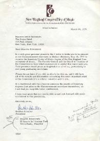 Portada:Carta dirigida a Arthur Rubinstein. Nueva York, 20-03-1975