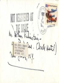 Portada:Carta dirigida a Arthur Rubinstein. Filadelfia (Pensilvania), 05-11-1975