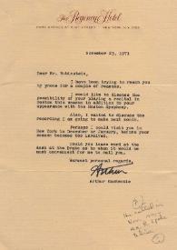 Portada:Carta dirigida a Arthur Rubinstein. Nueva York, 23-11-1971