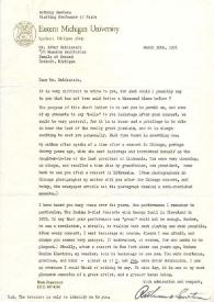 Portada:Carta dirigida a Arthur Rubinstein. Michigan, 30-03-1971