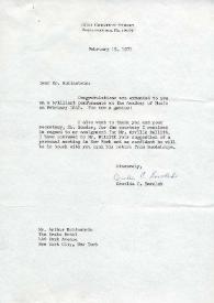 Portada:Carta dirigida a Arthur Rubinstein. Filadelfia (Pensilvania), 19-02-1971