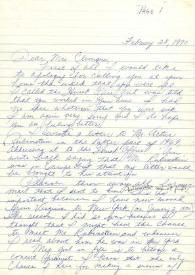 Portada:Carta dirigida a Clara H. Clemans. Nueva York, 28-02-1970