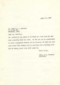 Portada:Carta dirigida a Achielle R. Hamilton, 10-04-1970