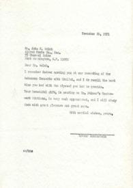 Portada:Carta dirigida a John F. Welch. Nueva York, 26-11-1971