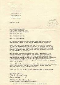 Portada:Carta dirigida a Arthur Rubinstein. Huston (Texas), 21-06-1974