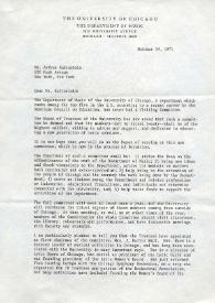 Portada:Carta dirigida a Arthur Rubinstein. Chicago (Illinois), 14-10-1971