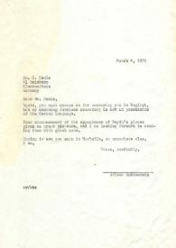 Portada:Carta dirigida a Gunter Henle, 04-03-1970
