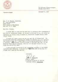 Portada:Carta a J. N. Clemans. Arlington (Texas), 21-12-1972