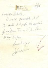 Portada:Carta dirigida a Arthur Rubinstein, 01-10-1975