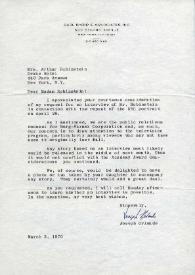 Portada:Carta dirigida a Arthur Rubinstein. Nueva York, 03-03-1970