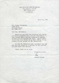 Portada:Carta dirigida a Arthur Rubinstein. Nueva York, 11-03-1970