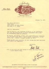 Portada:Carta dirigida a Arthur Rubinstein. Nueva York, 25-01-1975