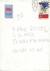 Portada:Carta dirigida a Arthur Rubinstein. Wisconsin, 02-11-1975