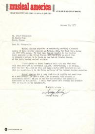 Portada:Carta dirigida a Arthur Rubinstein. Nueva York, 20-01-1975
