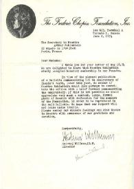 Portada:Carta dirigida a la secretaria de Arthur Rubinstein. Toronto (Canadá), 02-06-1974