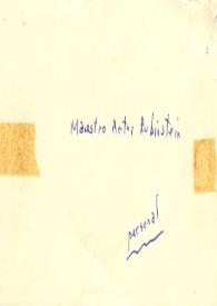 Portada:Carta dirigida a Arthur Rubinstein. Filadelfia (Pensilvania), 07-05-1969