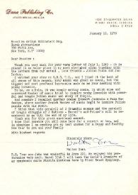 Portada:Carta dirigida a Arthur Rubinstein. Miami Beach (Florida ), 10-01-1970