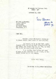 Portada:Carta dirigida a John L. Sherrill. París (Francia), 16-10-1969
