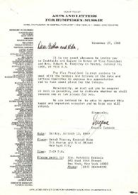 Portada:Carta dirigida a Arthur y Aniela Rubinstein. Nueva York, 27-12-1968