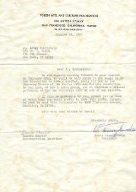 Portada:Carta dirigida a Arthur Rubinstein. San Francisco (California), 23-01-1970