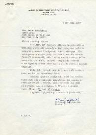 Portada:Carta dirigida a Arthur Rubinstein. Nueva York, 04-01-1969
