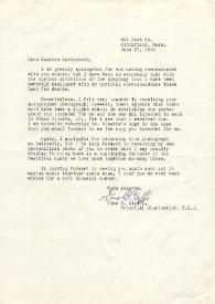 Portada:Carta dirigida a Arthur Rubinstein. Pittsfield (Massachussets), 27-06-1968