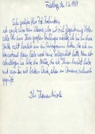 Portada:Carta dirigida a Arthur Rubinstein. Friedberg , 01-04-1969