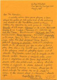 Portada:Carta dirigida a Arthur Rubinstein. Nueva York, 11-05-1969