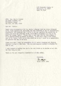 Portada:Carta dirigida a Clara H. Clemans. Washington, 10-04-1976