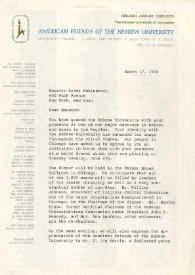 Portada:Carta dirigida a Arthur Rubinstein. Nueva York, 17-03-1976