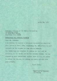 Portada:Carta dirigida a Seymour Fishman. Nueva York, 26-04-1976