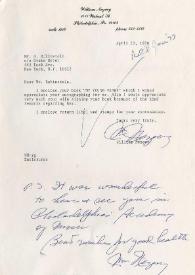 Portada:Carta dirigida a Arthur Rubinstein. Filadelfia (Pensilvania), 23-04-1976