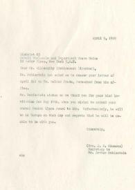 Portada:Carta dirigida a Roland N. Willoughby. Nueva York, 09-04-1969