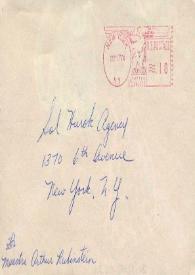 Portada:Carta a Sol Hurok Agency. Nueva York, 17-10-1974