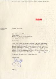 Portada:Carta dirigida a Arthur Rubinstein. Nueva York, 29-01-1970