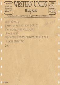 Portada:Telegrama dirigido a Arthur Rubinstein. Nueva York, 26-01-1968